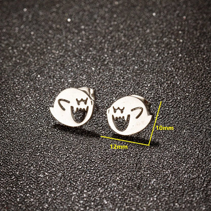 1 Pair Funny Little Monster Polishing Plating Stainless Steel 18k Gold Plated Ear Studs