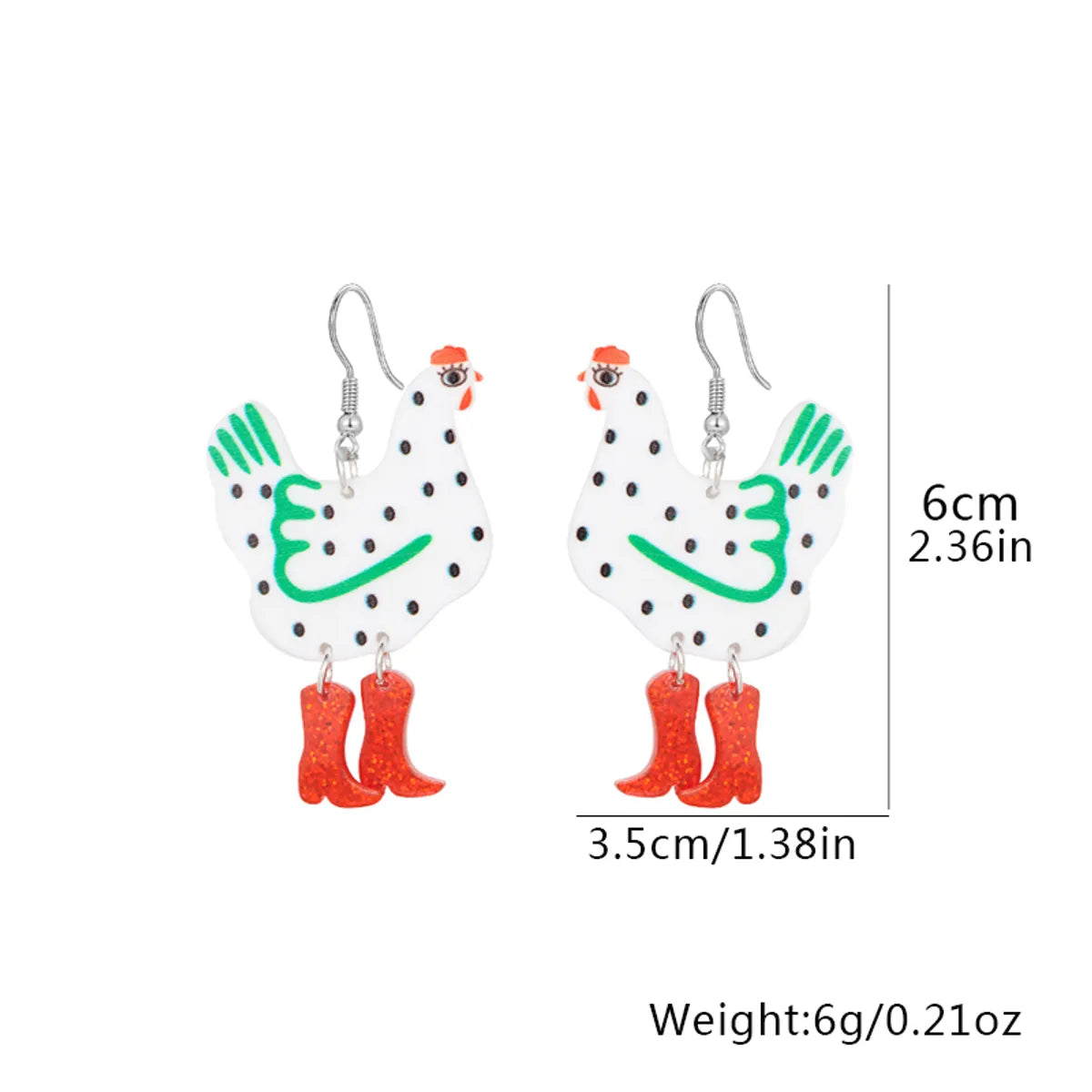 1 Pair Funny Polka Dots Boots Chicken Arylic Women's Ear Hook