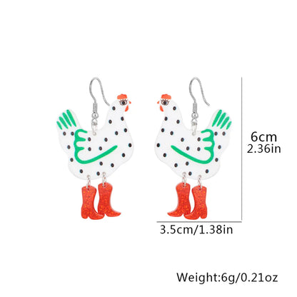 1 Pair Funny Polka Dots Boots Chicken Arylic Women's Ear Hook