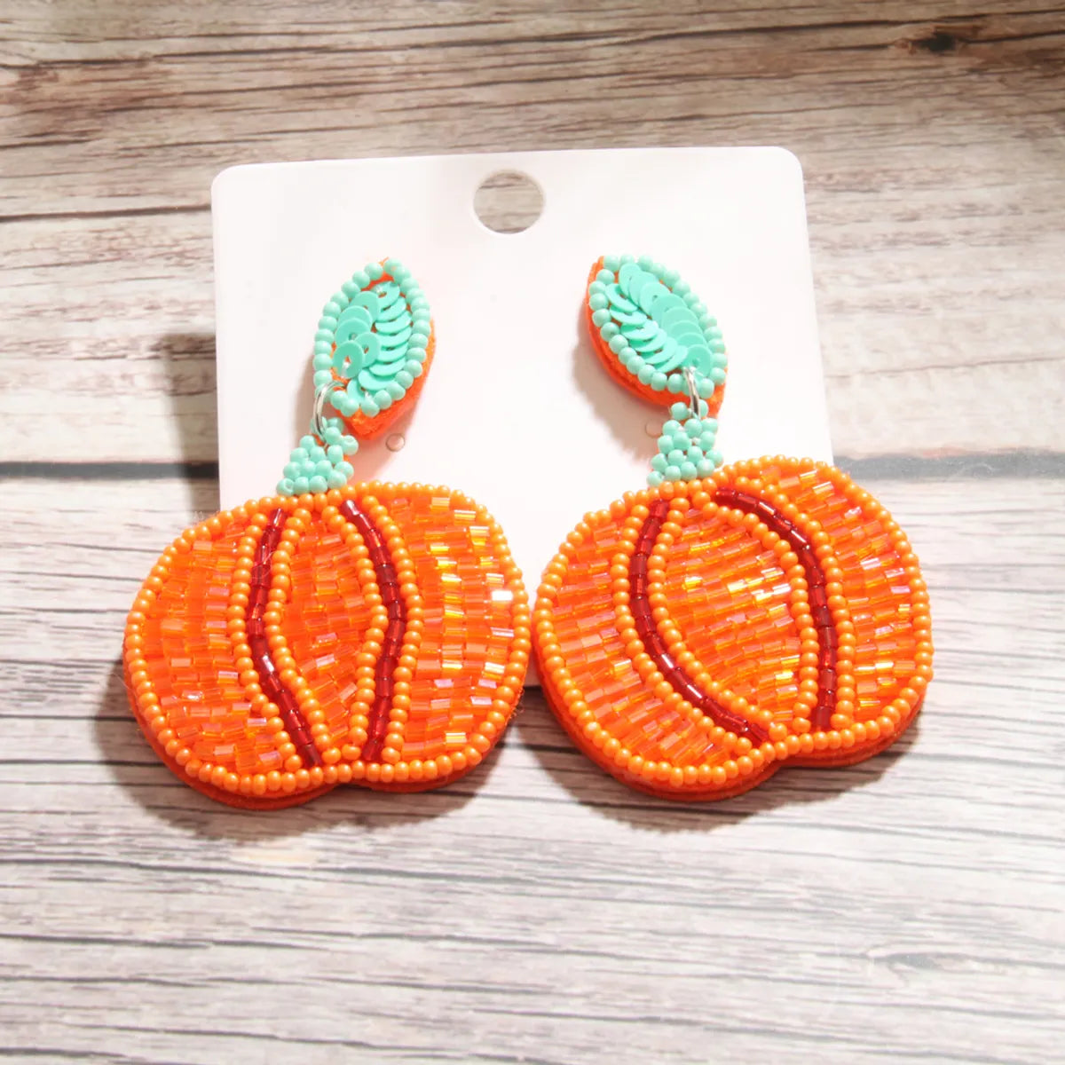 1 Pair Funny Pumpkin Beaded Cloth Drop Earrings