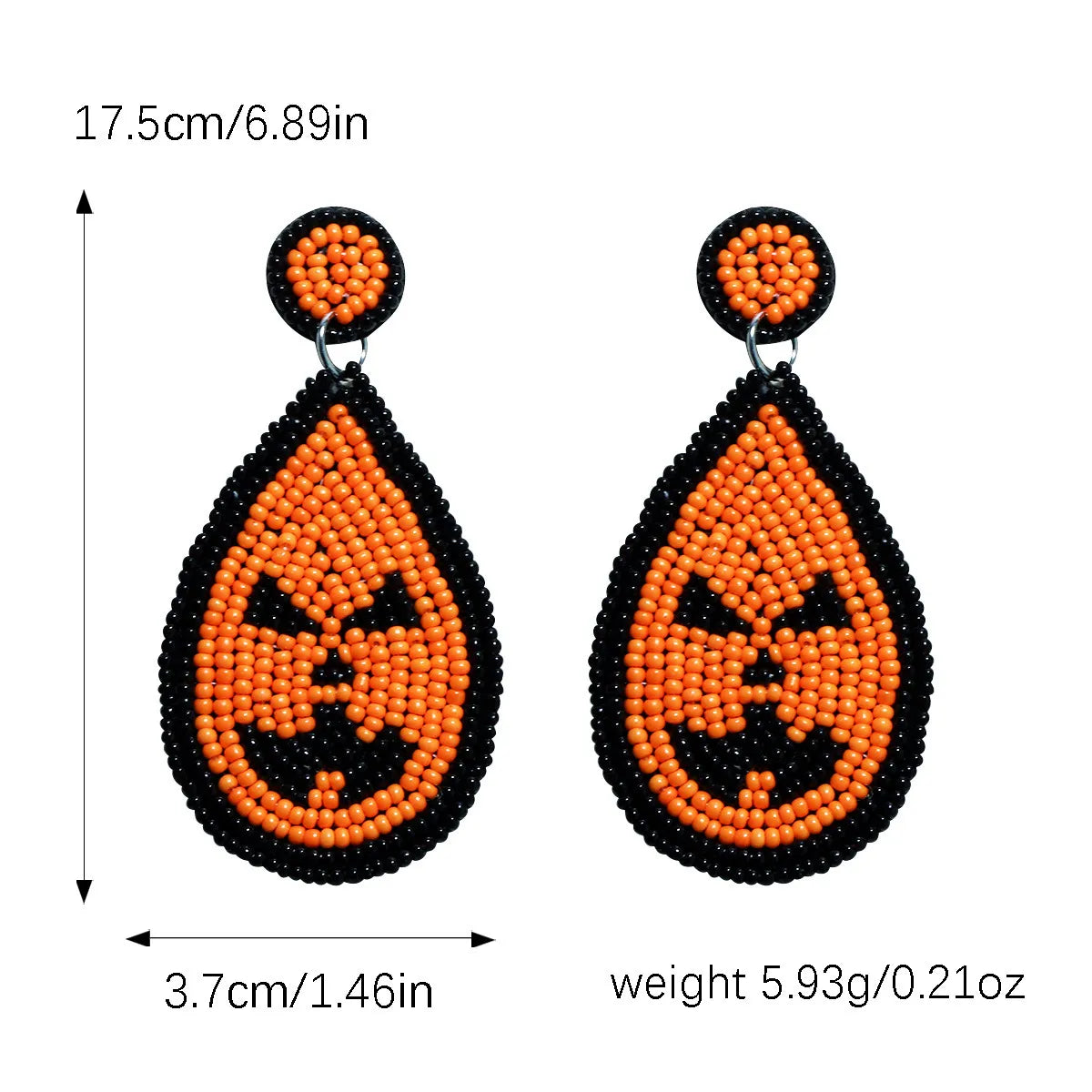 1 Pair Funny Pumpkin Ghost Grimace Plastic Resin Seed Bead Huichol Earrings Drop Earrings