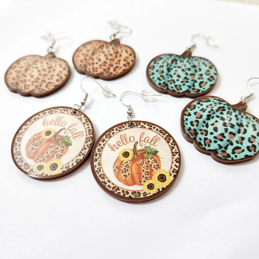 1 Pair Funny Pumpkin Printing Arylic Drop Earrings