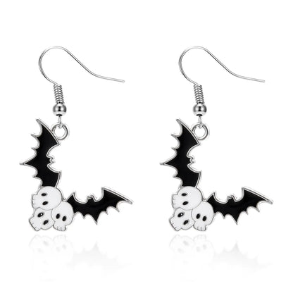 1 Pair Funny Pumpkin Spider Skull Asymmetrical Enamel Alloy Drop Earrings