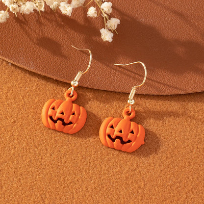 1 Pair Funny Pumpkin Stainless Steel Drop Earrings