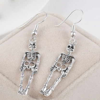 1 Pair Funny Punk Skull Metal Drop Earrings