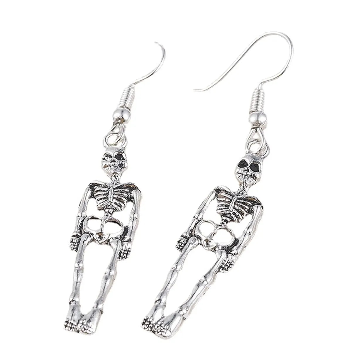 1 Pair Funny Punk Skull Metal Drop Earrings