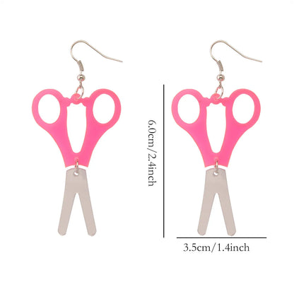 1 Pair Funny Scissors Stainless Steel Arylic Drop Earrings