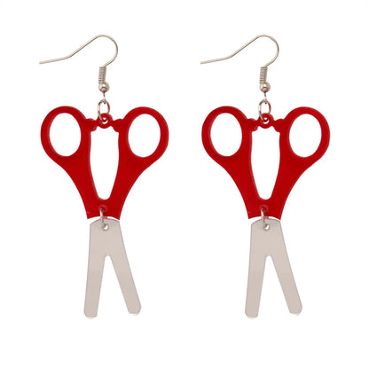 1 Pair Funny Scissors Stainless Steel Arylic Drop Earrings