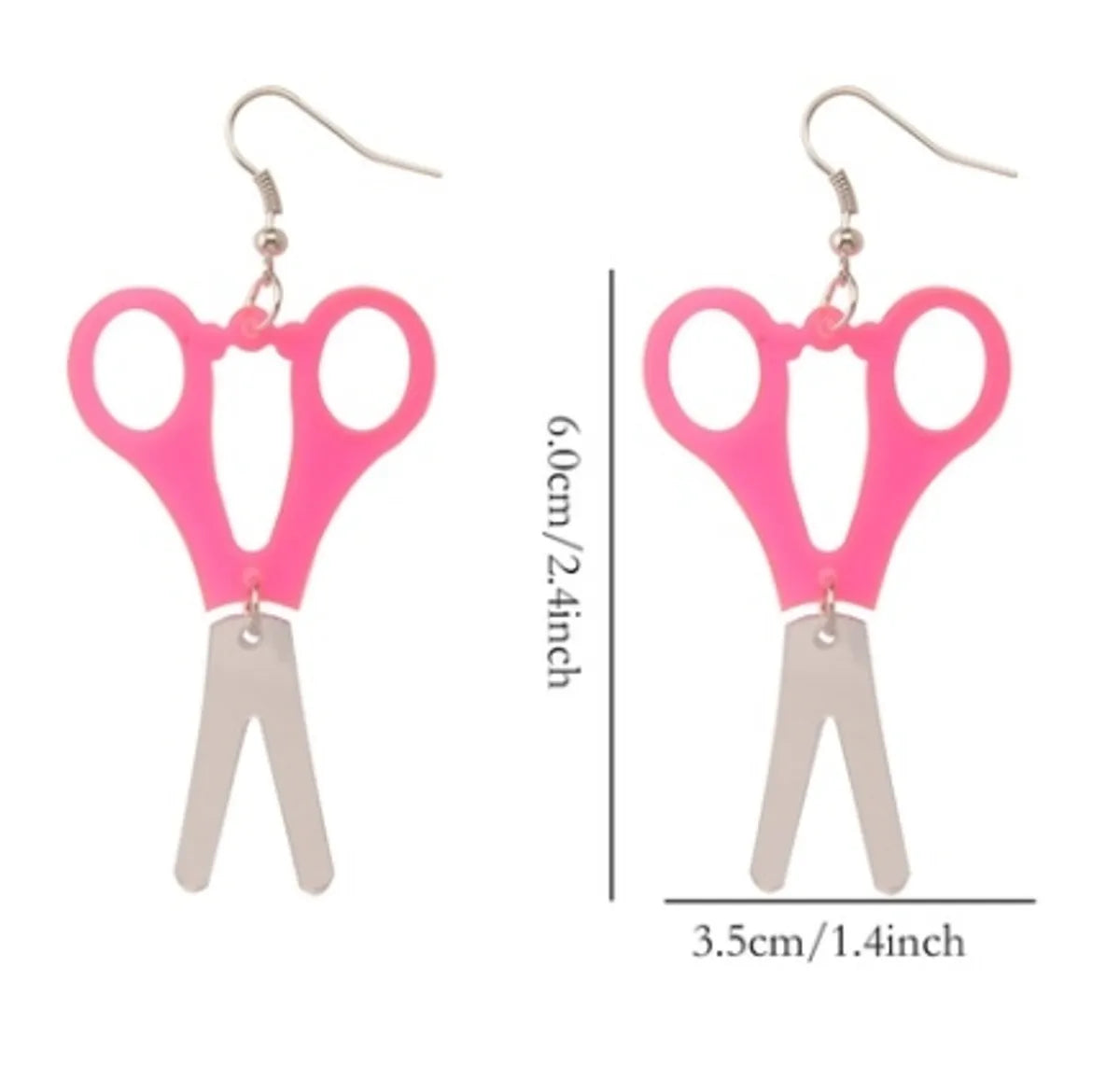 1 Pair Funny Scissors Stainless Steel Arylic Drop Earrings