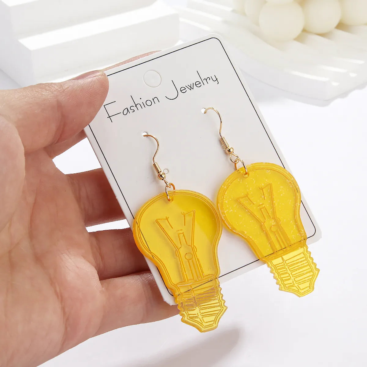 1 Pair Funny Simple Style Artistic Bulb Arylic Drop Earrings