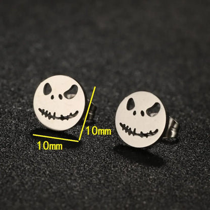 1 Pair Funny Simple Style Cool Style Smiley Face Plating Hollow Out Stainless Steel Ear Studs