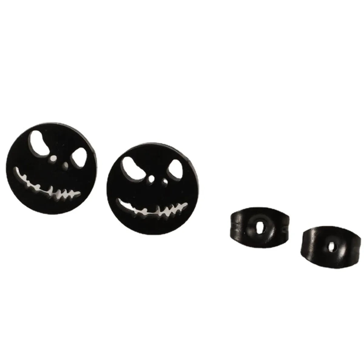 1 Pair Funny Simple Style Cool Style Smiley Face Plating Hollow Out Stainless Steel Ear Studs