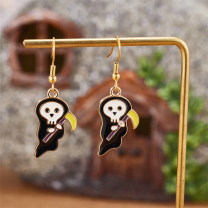 1 Pair Funny Simple Style Halloween Pattern Enamel 304 Stainless Steel 18K Gold Plated Drop Earrings