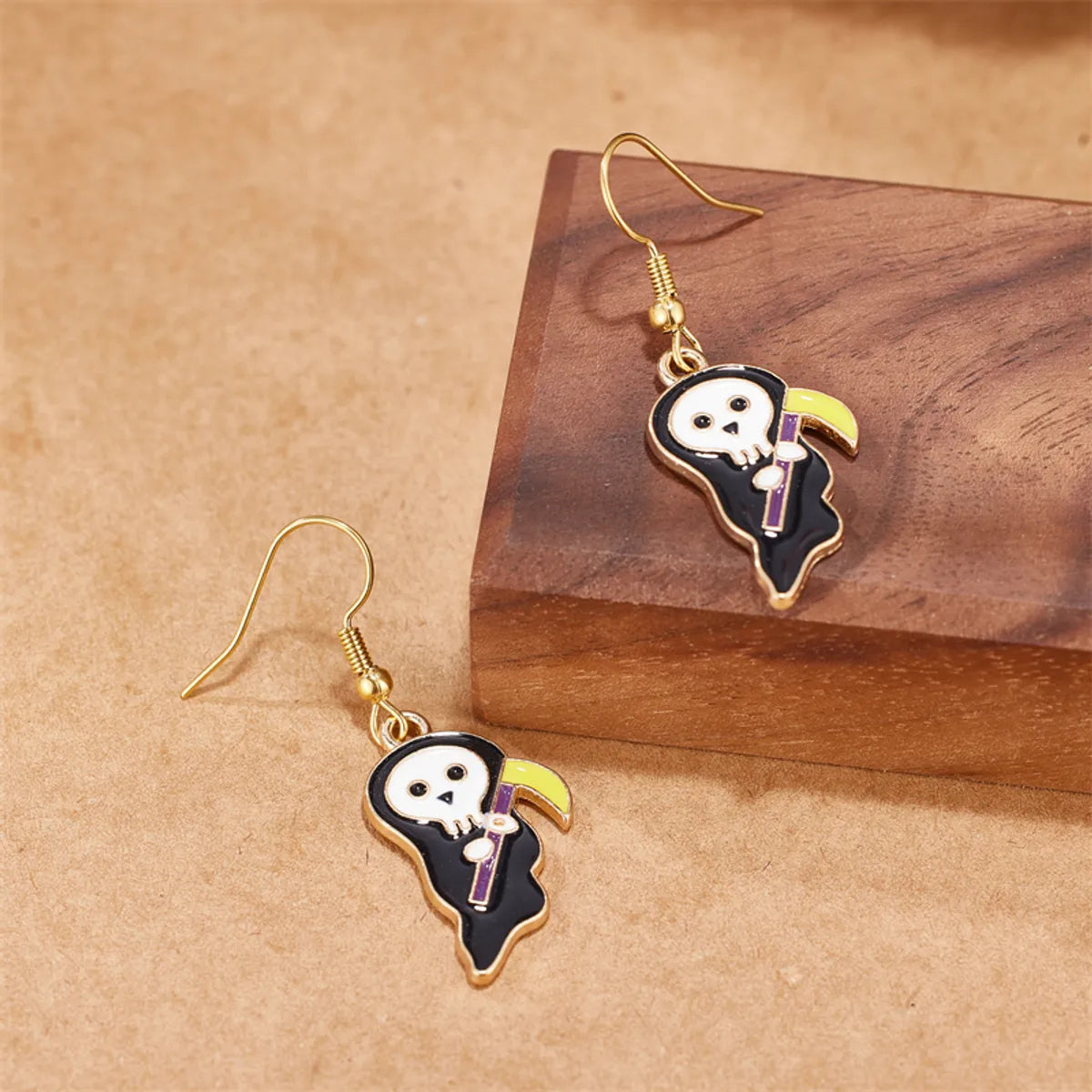 1 Pair Funny Simple Style Halloween Pattern Enamel 304 Stainless Steel 18K Gold Plated Drop Earrings