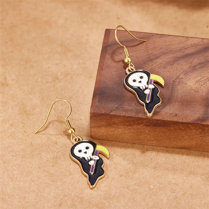 1 Pair Funny Simple Style Halloween Pattern Enamel 304 Stainless Steel 18K Gold Plated Drop Earrings