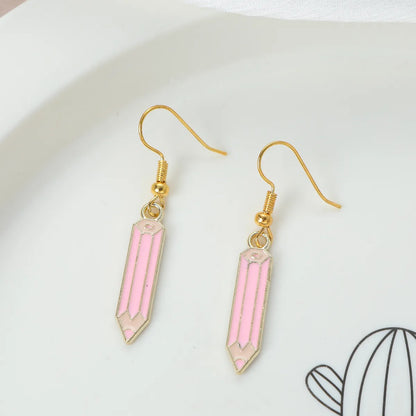 1 Pair Funny Simple Style Letter Patchwork Alloy Drop Earrings