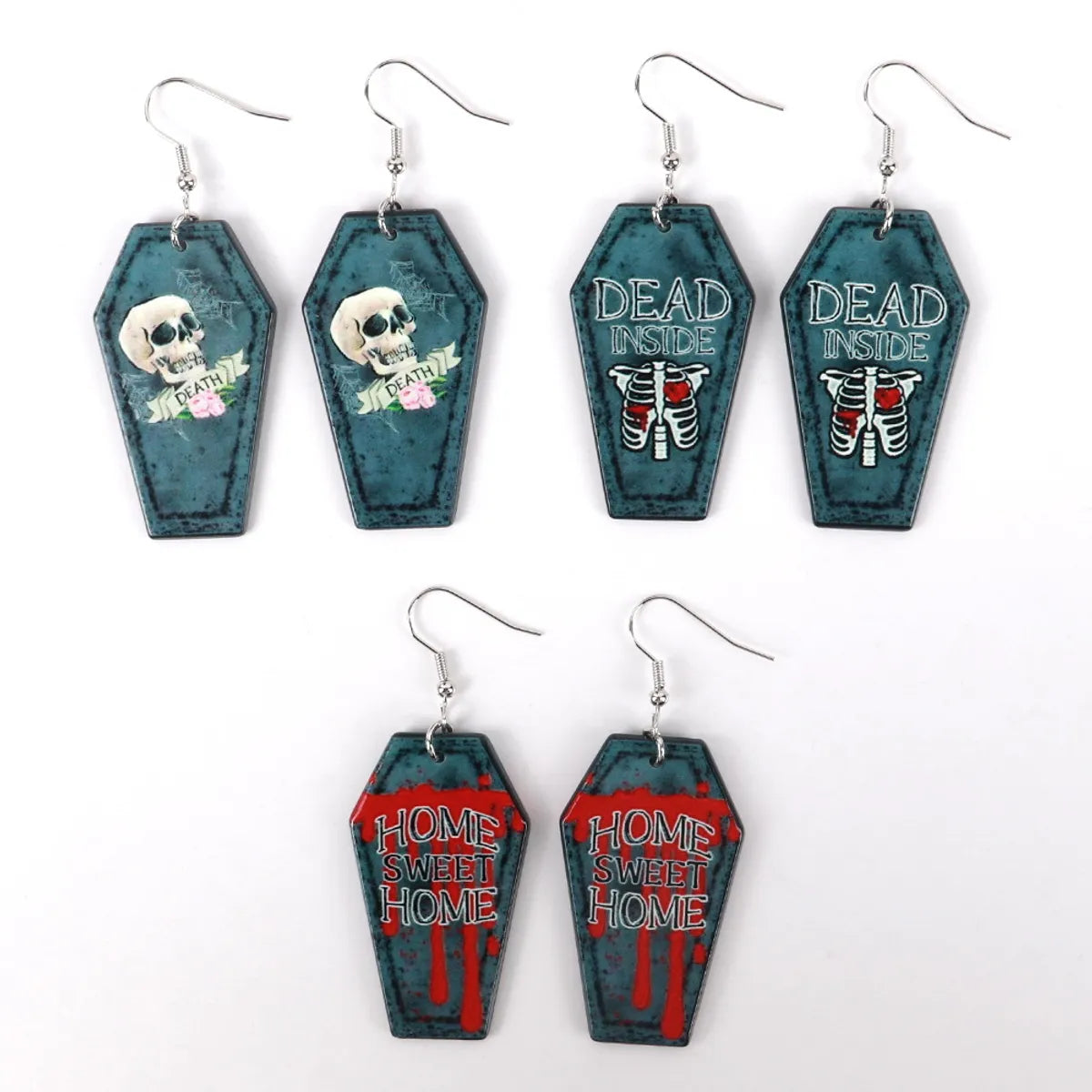 1 Pair Funny Skull Arylic Drop Earrings