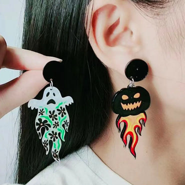 1 Pair Funny Skull Arylic Drop Earrings