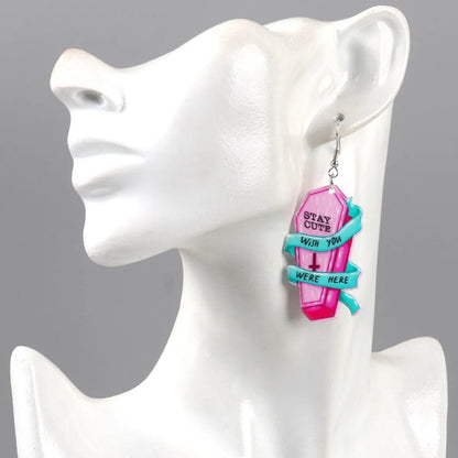 1 Pair Funny Skull Arylic Drop Earrings