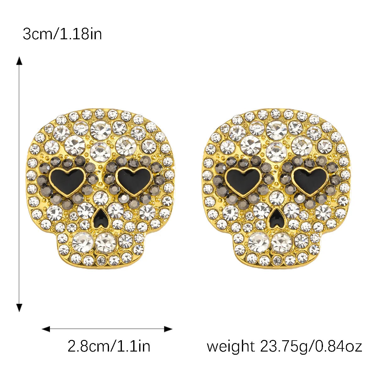 1 Pair Funny Skull Inlay Zinc Alloy Zircon Ear Studs