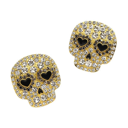 1 Pair Funny Skull Inlay Zinc Alloy Zircon Ear Studs