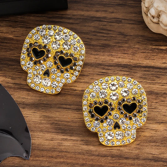 1 Pair Funny Skull Inlay Zinc Alloy Zircon Ear Studs