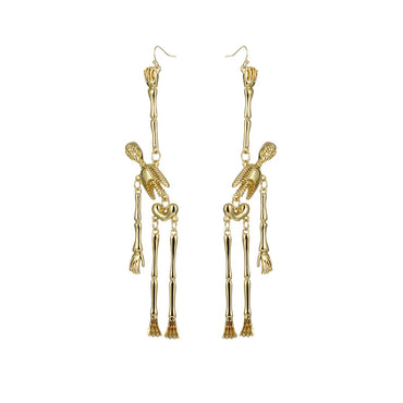 1 Pair Funny Skull Irregular Plating Three-dimensional Alloy Gold Plated Drop Earrings