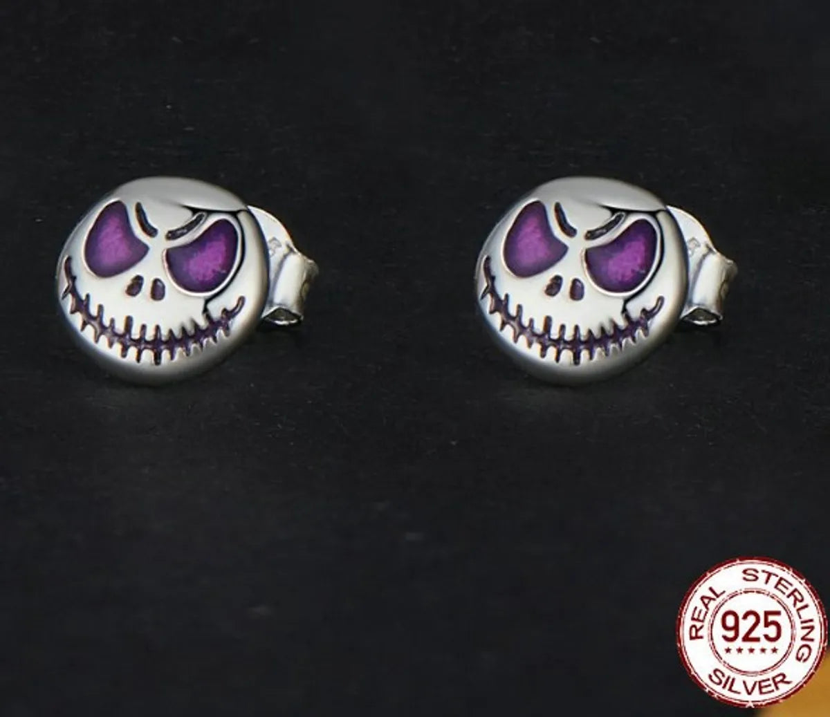 1 Pair Funny Skull Plating Sterling Silver Earrings