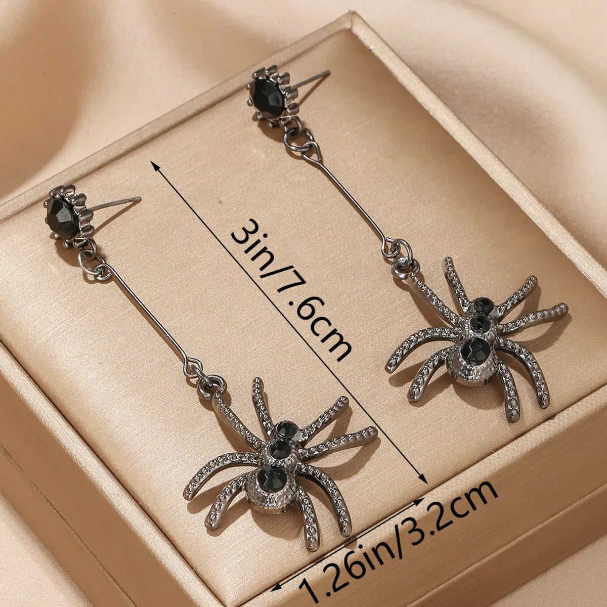 1 Pair Funny Spider Plating Inlay Alloy Obsidian Gold Plated Drop Earrings