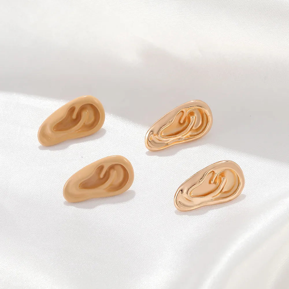 1 Pair Funny Streetwear Ear Plating Alloy Ear Studs