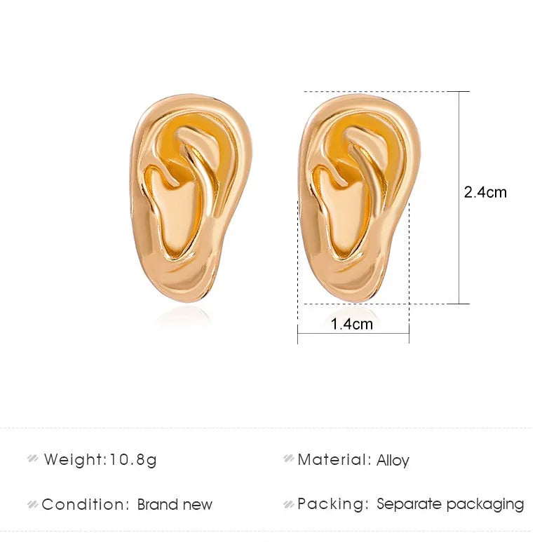 1 Pair Funny Streetwear Ear Plating Alloy Ear Studs