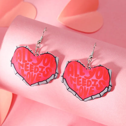 1 Pair Funny Streetwear Oversized Heart Heart Shape Arylic Silver Plated Drop Earrings