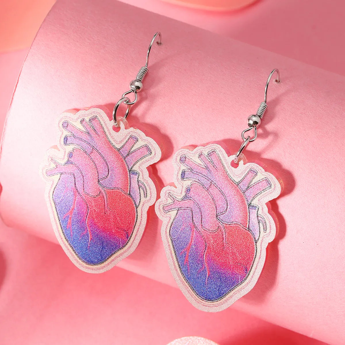 1 Pair Funny Streetwear Oversized Heart Heart Shape Arylic Silver Plated Drop Earrings