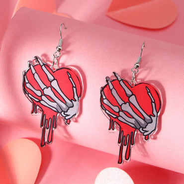 1 Pair Funny Streetwear Oversized Heart Heart Shape Arylic Silver Plated Drop Earrings