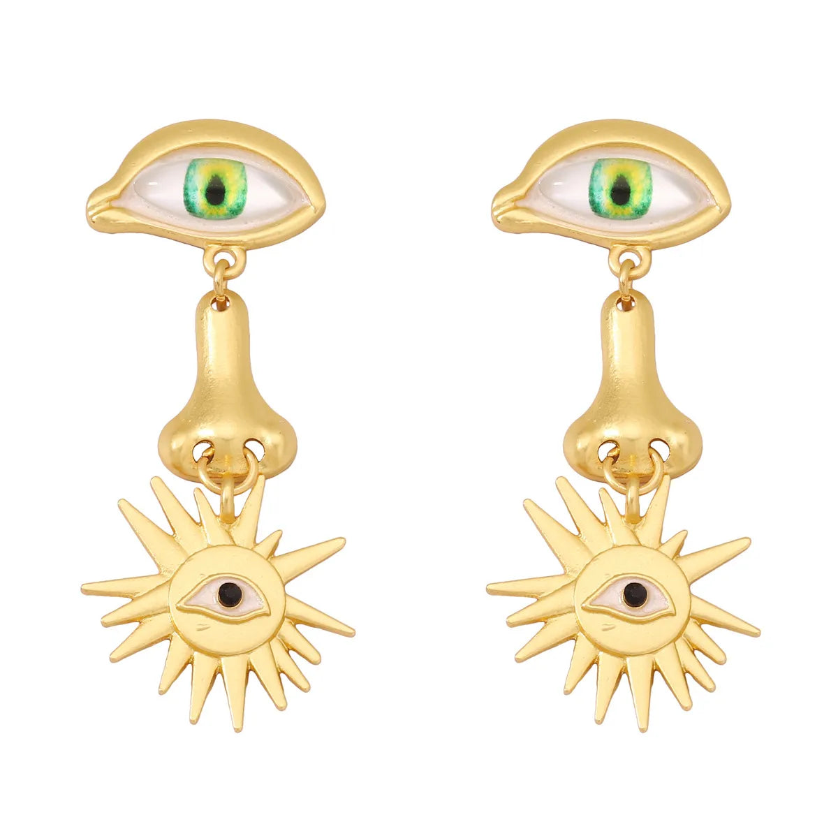 1 Pair Funny Sun Eye Nose Plating Alloy Drop Earrings