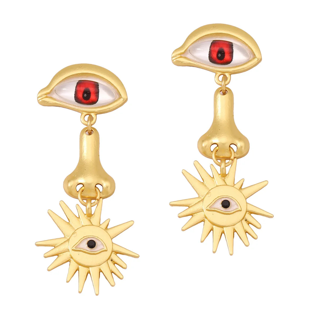 1 Pair Funny Sun Eye Nose Plating Alloy Drop Earrings