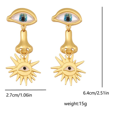 1 Pair Funny Sun Eye Nose Plating Alloy Drop Earrings