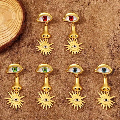 1 Pair Funny Sun Eye Nose Plating Alloy Drop Earrings