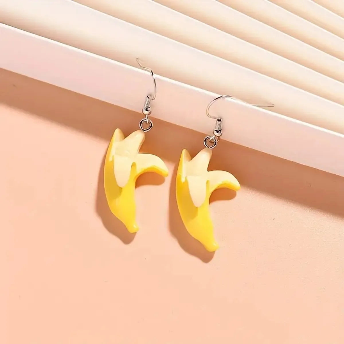 1 Pair Funny Sweet Banana Plating Synthetic Resin Silver Plated Drop Earrings