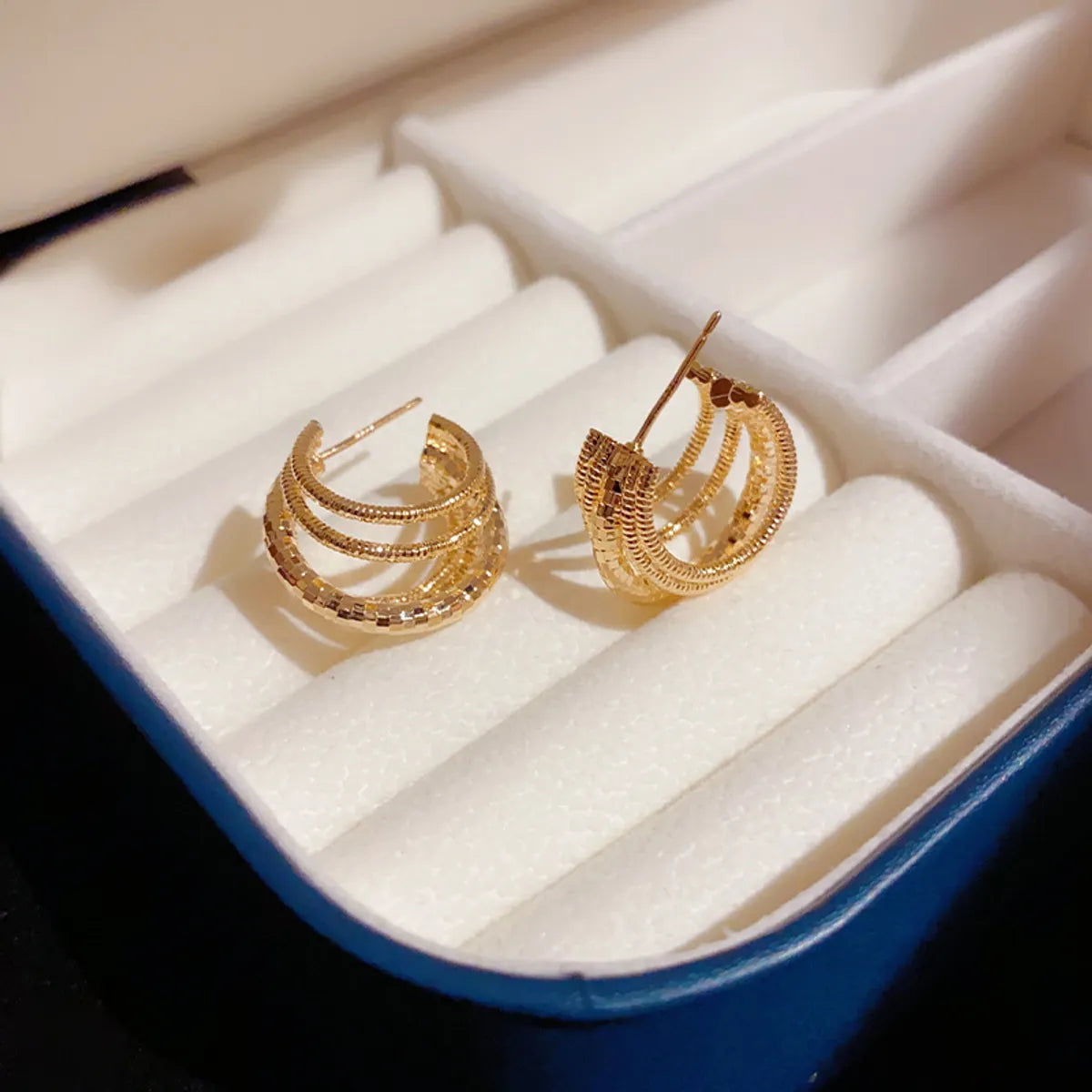 1 Pair Glam C Shape Plating Copper Gold Plated Ear Studs