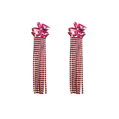 1 Pair Glam Classic Style Tassel Plating Inlay Alloy Rhinestones Glass Gold Plated Drop Earrings