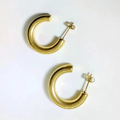 1 Pair Glam Commute Shiny Semicircle Polishing Plating Titanium Steel 18k Gold Plated Ear Studs