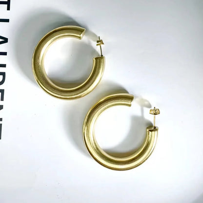 1 Pair Glam Commute Shiny Semicircle Polishing Plating Titanium Steel 18k Gold Plated Ear Studs