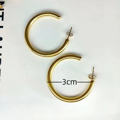 1 Pair Glam Commute Shiny Semicircle Polishing Plating Titanium Steel 18k Gold Plated Ear Studs