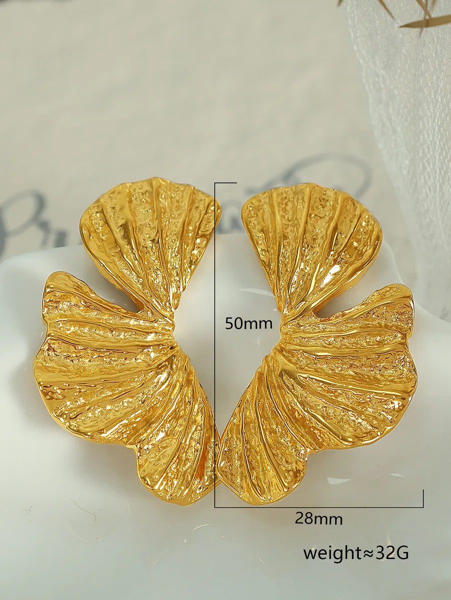 1 Pair Glam Exaggerated Leaves Plating Titanium Steel 18k Gold Plated Drop Earrings