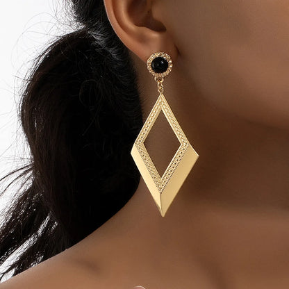 1 Pair Glam Exaggerated Luxurious Geometric Rhombus Plating Alloy Ferroalloy 14k Gold Plated Drop Earrings