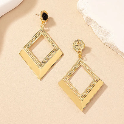 1 Pair Glam Exaggerated Luxurious Geometric Rhombus Plating Alloy Ferroalloy 14k Gold Plated Drop Earrings