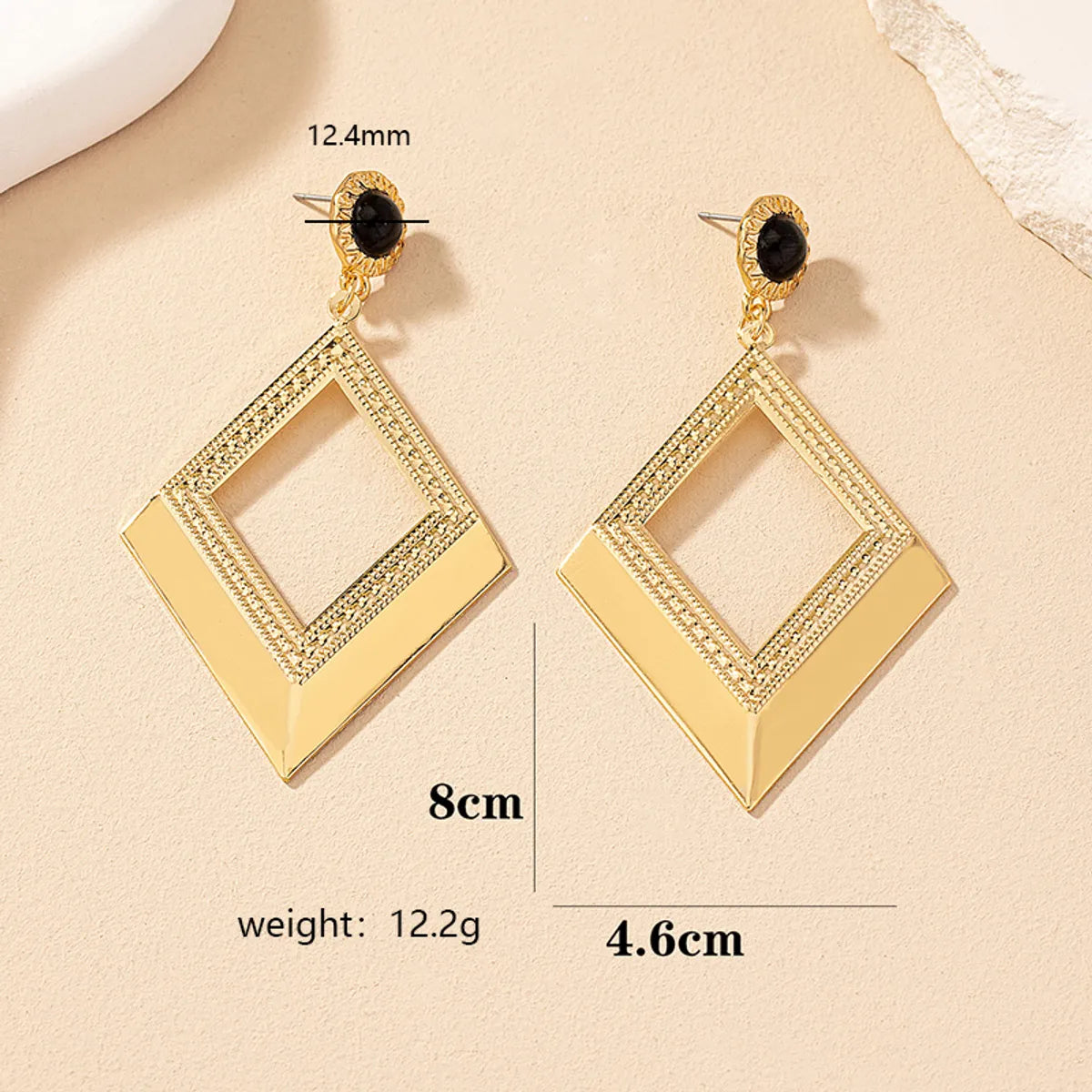 1 Pair Glam Exaggerated Luxurious Geometric Rhombus Plating Alloy Ferroalloy 14k Gold Plated Drop Earrings