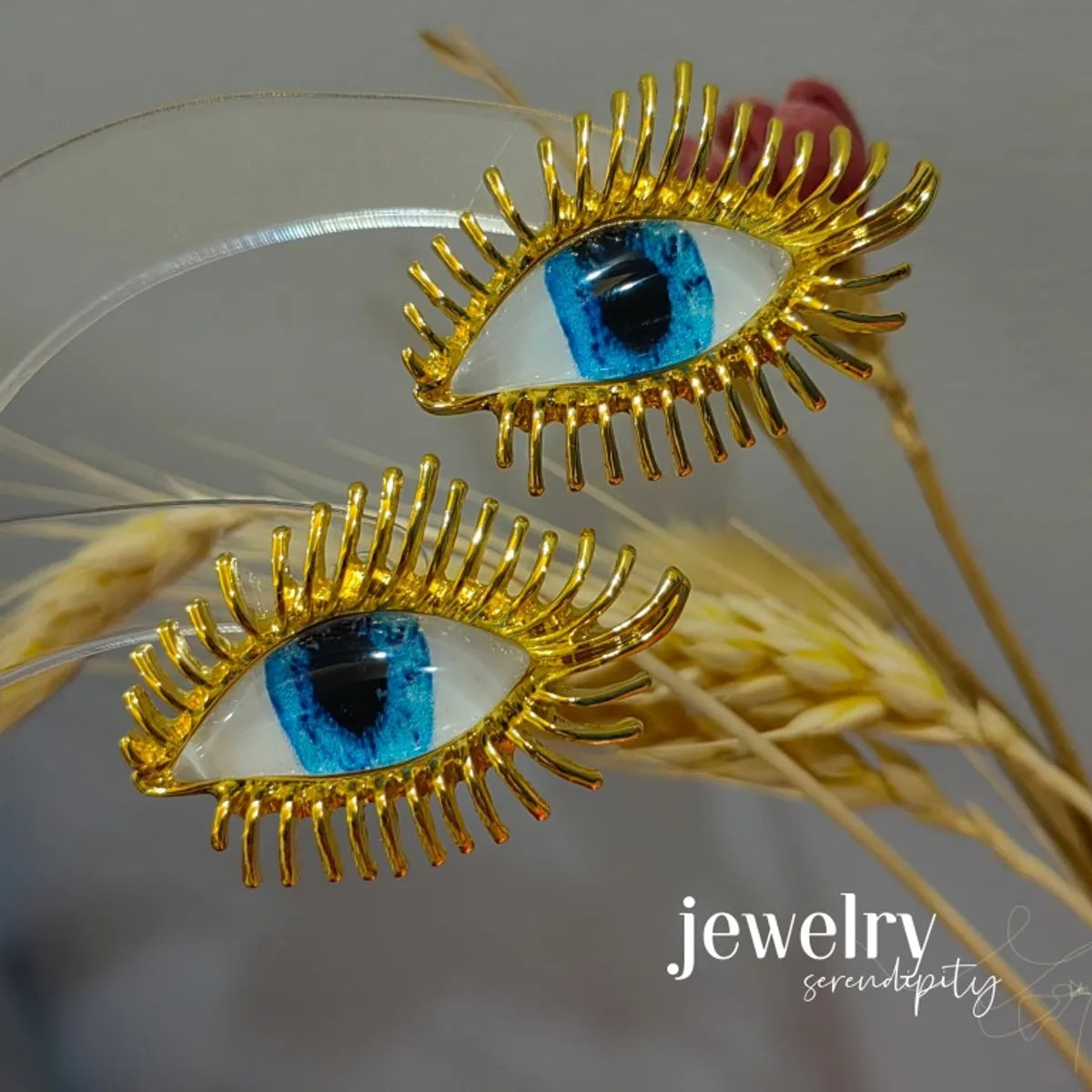 1 Pair Glam Eye Inlay Copper Resin Earrings Ear Studs