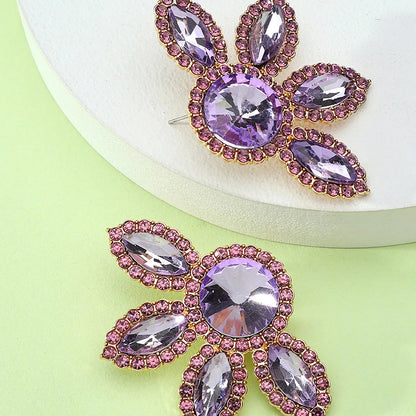 1 Pair Glam Flower Inlay Alloy Rhinestones Glass Ear Studs